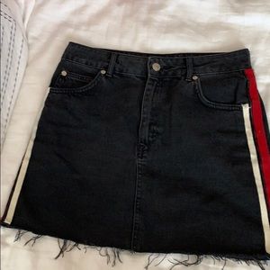 Black denim miniskirt